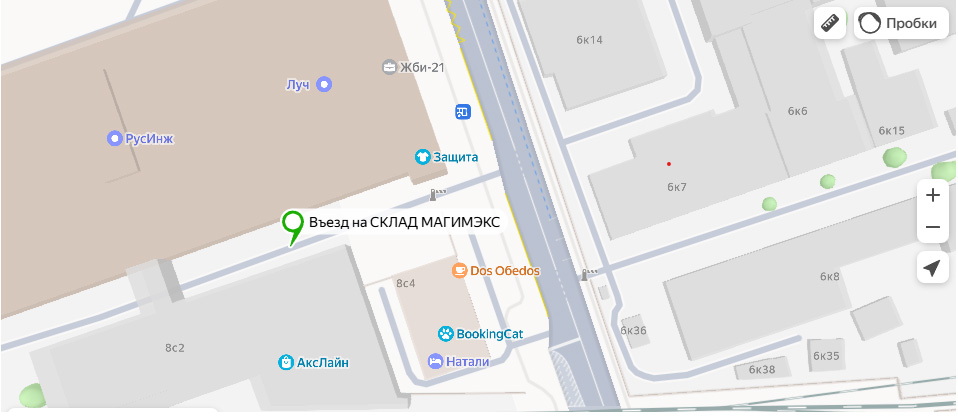 Проезд на склад PNEVMO.RU ООО "МАГИМЭКС"