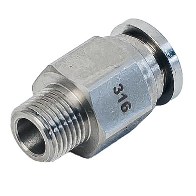 Фитинг цанговый из нержавеющей стали прямой  6 мм — резьба наружная коническая М5