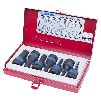 KING TONY Набор ударных торцевых насадок 1/2", HEX, 4-14 мм, L = 60 мм, 7 предметов