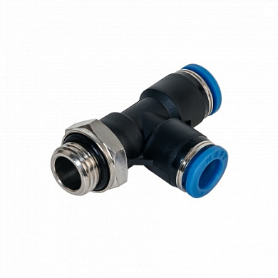 Фитинг цанговый комбинированный тройник резьба наружная цилиндрическая 10мм - 10мм - G 1/8 NBPT