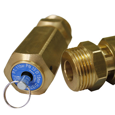 Клапан предохранительный 1" 11 бар пневматический с возможностью ручного сброса давления