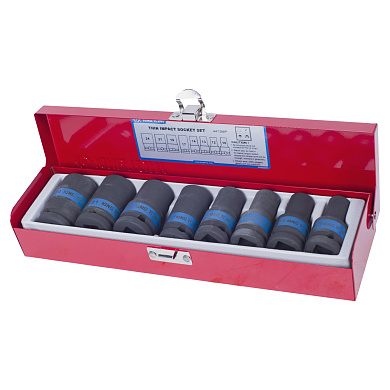 Набор ударных торцевых головок 1/2", шестигранные, тонкостенные, 10-24 мм, 8 предметов KING TONY 441