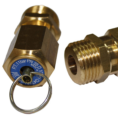 Клапан предохранительный 1/2" 11 бар пневматический с возможностью ручного сброса давления