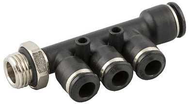Фитинг коллектор на 3 выхода наружная резьба-цанга 10-8-3/8 M технополимер AIGNEP