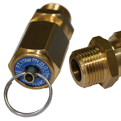 Клапан предохранительный 3/8" 11 бар пневматический с возможностью ручного сброса давления