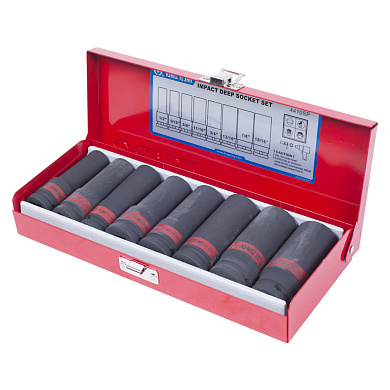 Набор ударных глубоких торцевых головок 1/2", шестигранные, 1/2"-15/16", 8 предметов KING TONY 4410S