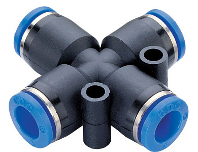 Фитинг цанговый пластиковый Х-образный 6мм CDC