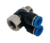 Фитинг цанговый комбинированный банджо разветвитель 10мм - резьба наружная и внутренняя G 3/8 NBPT