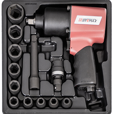 BM-43-4037GK3 Пневмогайковерт ударный в наборе с головками 1/2"