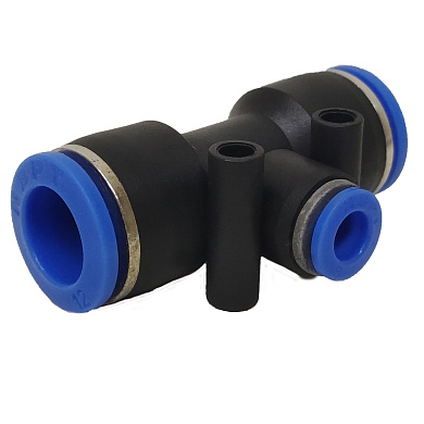 Фитинг цанговый пластиковый тройник 10мм - 8мм - 10мм NBPT