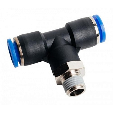 Фитинг цанговый комбинированный тройник резьба наружная метрическая 4мм - M8 - 4мм NBPT