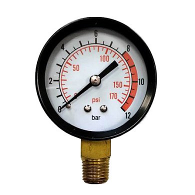 Манометр для сжатого воздуха, 0..12бар, D50мм, крепление 1/4 радиальное