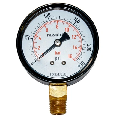 Манометр для сжатого воздуха, 0..16бар, D63мм, крепление 1/4 радиальное